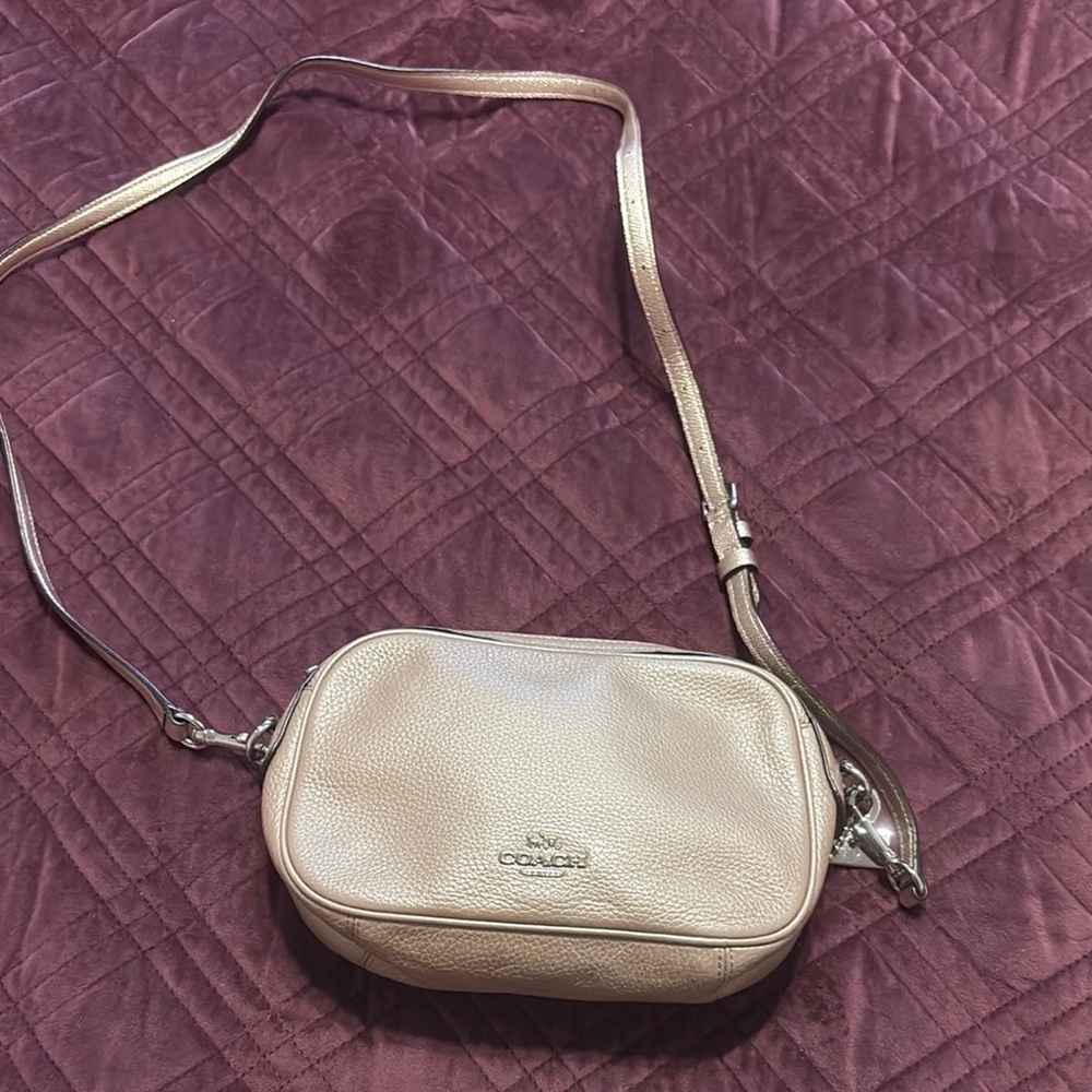 Coach Tan Crossbody Bag with Structured Design